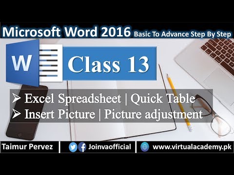 Microsoft Word | Excel Spreadsheet | Quick Table | Insert Picture | Picture Adjustment 13