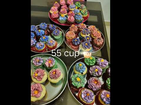 zaki's birthday rainbow 🌈 cake. homemade ,eggless cakes.55 CUP CAKES as well.❤️.Had fun making them.