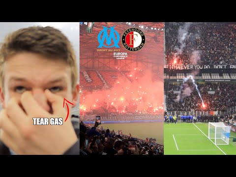 FANS CLASH + CRAZY DISPLAY at MARSEILLE vs FEYENOORD