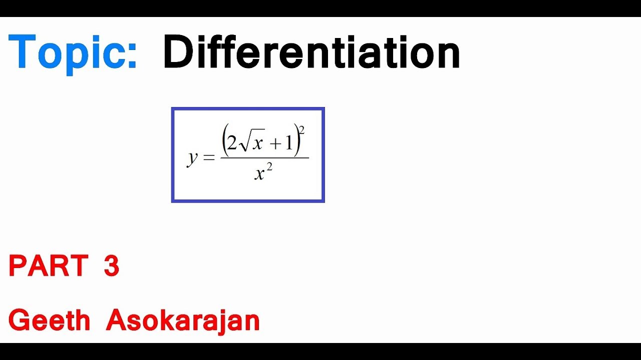 AS/A-Level Maths Differentiation PART 3 - Sums and Differences continued
