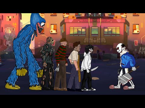 Horror Sans vs Jason Voorhees, Freddy Krueger , Michael, Leatherface ,Jeff The Killer, Huggy Wuggy .
