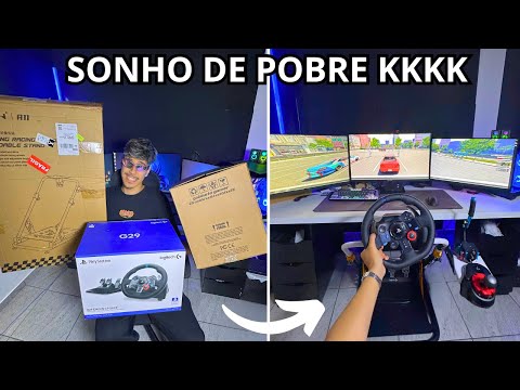 COMPREI E MONTEI UM COCKPIT DE POBRE NO MEU SETUP GAMER KKKKK