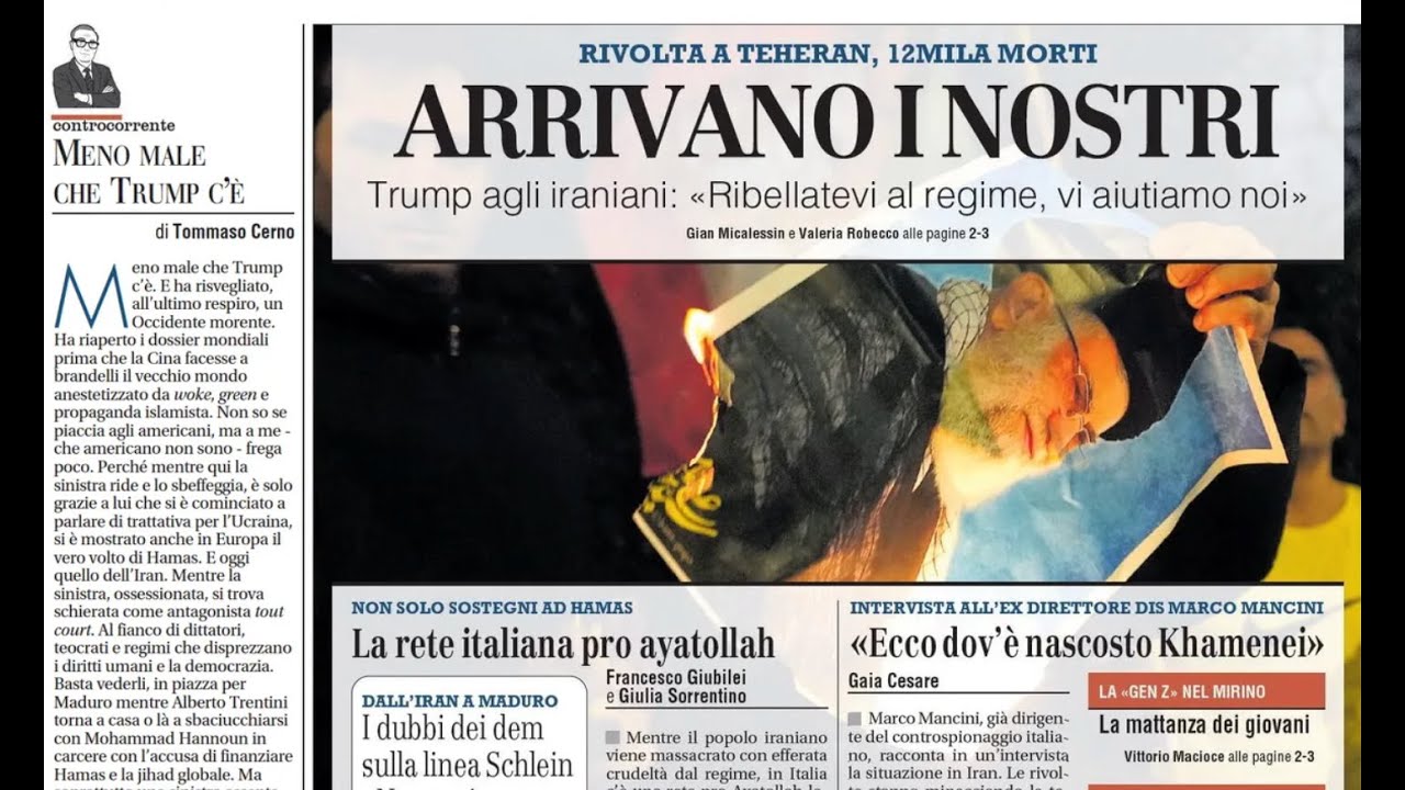 RASSEGNA STAMPA 14 GENNAIO 2026. QUOTIDIANI NAZIONALI ITALIANI  PRIME PAGINE DEI GIORNALI DI OGGI