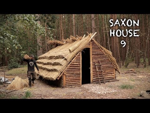 Building a Thatch Roof House: Bushcraft Saxon House (Part 9)