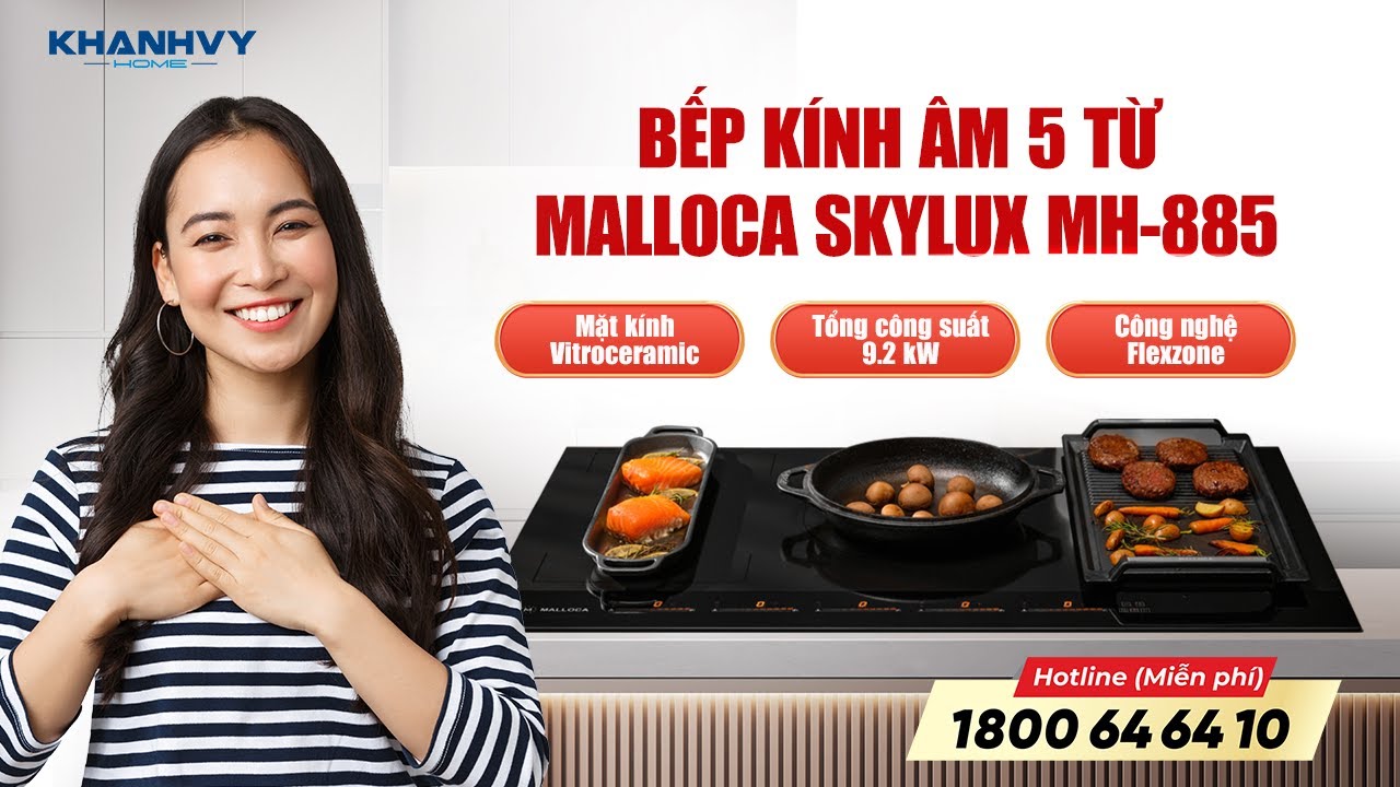 Bếp kính âm 5 từ Malloca Skylux MH-885