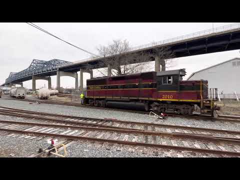 Mass Coastal 2010 on restored museum rail yard track - Fall River, MA - 3/23/2022