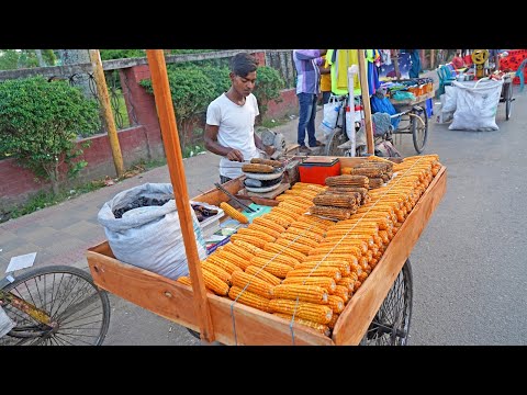 19 Years Boy Selling Grilled Corn on Van | Bangladeshi Street Food