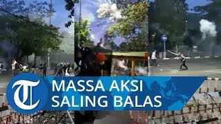Tembakan Gas Air Mata Polisi Dibalas Massa Aksi dengan Lemparan Petasan hingga Bom Molotov
