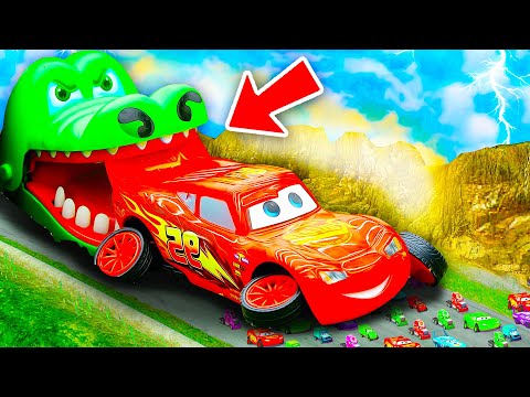 Big & Small Lightning McQueen vs Hungry Crocodile vs Mater vs Guidovs Pixar Car vs WHO IS BEST?
