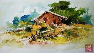 Basic Water Color Landscape Painting Demonstration With Step By Step