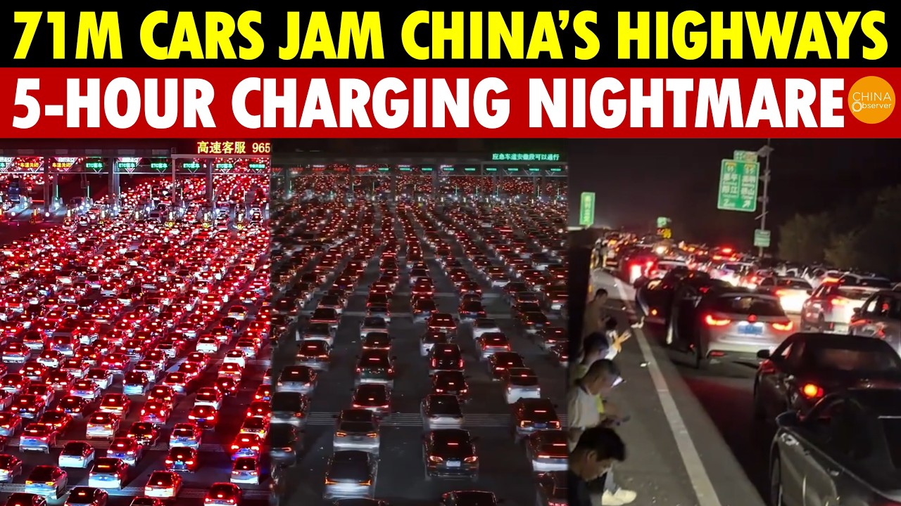 China’s National Day EV Nightmare! 71M Cars Jam Highways, 5-Hour Charging Queues, Owners Melt Down