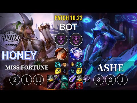 SHG Honey Miss Fortune vs Ashe Bot - KR Patch 10.22