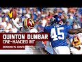 Quinton Dunbar Makes Crazy One Handed INT Redskins Vs Giants NFL