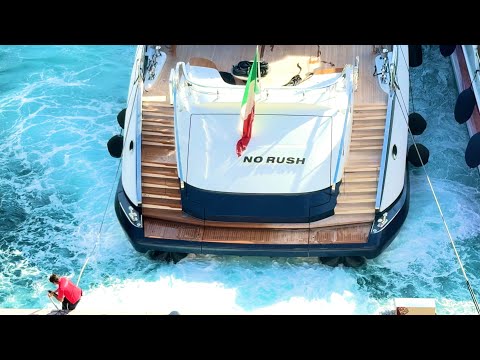  50m NO RUSH MANGUSTA 165 BILLIONAIRE LEONARDO MARIA DELVECCHIO SUPERYACHT ​DOCKING ⁠@emman25MC