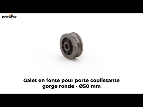 Galet en fonte pour porte coulissante sur fer plat - gorge ronde TORBEL