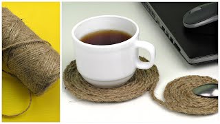 Jute craft ideas | DIY cup stand or stand for hot | Home decorating ideas handmade