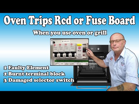 Fault 4 Cooker, Oven trips Electricity Rcd or fuse on the main fuse board when you turn the oven on