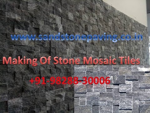 Black grey split face marble stone mosaic tile for wall clad...