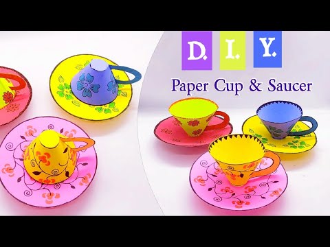 Como fazer copo e pires de papel l ideia de artesanato de papel diy l artesanato fácil para crianças l copo e pires diy