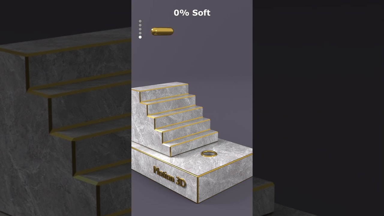 0% vs 100% Soft Gold Cylinder FALLS Down The Stairs  3D Soft Body Simulation #shortvideo #blender