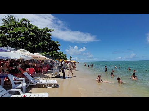Porto Seguro - Bahia [ 4K ] Caminhando pela praia de Coroa Vermelha