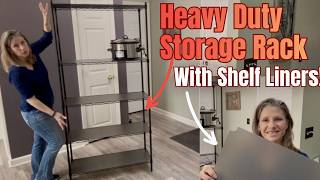 Heavy Duty Storage Rack w Shelf Liners. Create a pantry?