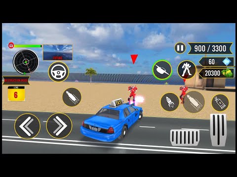 Flying Taxi Robot Car Games 3D - Android Gamepkau #2