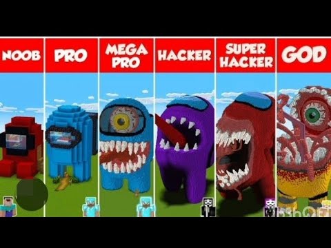 Minecraft among us statue house build challenge?-Noob vs Pro vs Hacker vs God #shorts #minecraft