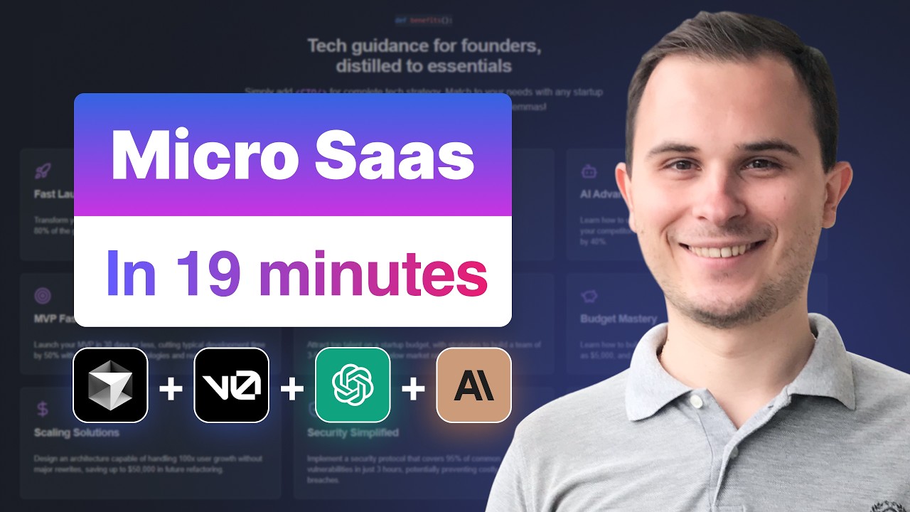 Build Micro SaaS Website in 19 MINUTES! (V0, Cursor AI, ChatGPT)