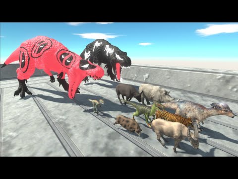 Escape from RADIOACTIVE VENOM & DEADPOOL T-REX - Animal Revolt Battle Simulator
