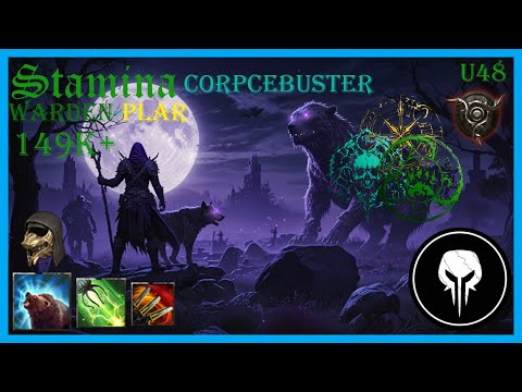 ESO Stamina Warden-Plar Corpsebuster 149k+ DPS Build, Update 48, PS 5 EU