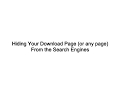 How to hide pages from search engines