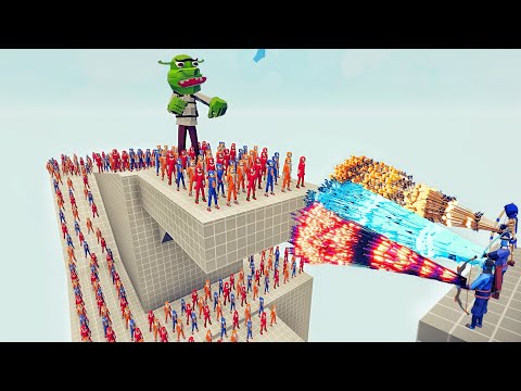 100x SONIC ARMY + GIANT SHREK vs 3x EVERY GOD - Totally Accurate Battle Simulator TABS