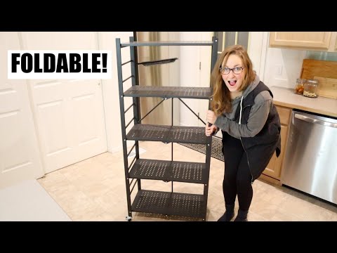 5-Tier Storage Folding Shelf with 10 Hooks Review | Metal Shelving Pantry Shelves Cube