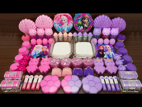 FROZEN PINK vs PURPLE! Mixing Clay and Random Things into Glossy Slime★Satisfying Slime Video #194