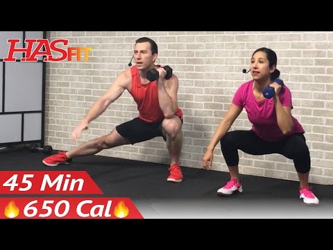 45 Min HIIT Tabata Workout with Weights - Full Body Dumbbell High Intensity Workout at Home Training
