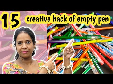 15 creative ideas to reuse pen/color/best out of waste ideas from pen/home organization hack