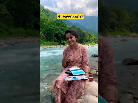 Painting In Rishikesh | Gouache Colors | Valley Painting | Easy Artwork Ideas | #Shorts
