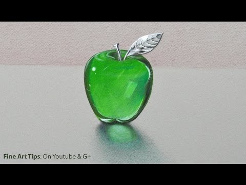 How to Draw Glass: a Crystal or Acrylic Green Apple -  Fine Art-Tips.