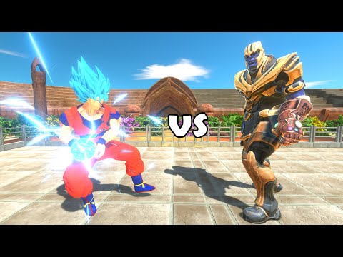 GOKU vs THANOS Lava Death Boxing in Animal Revolt Battle Simulator