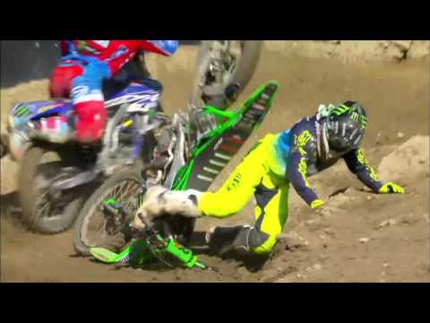 Darian Sanayei & Benoit Paturel crash Monster Energy MXGP of USA MX2 Race 2 - motocross 2016