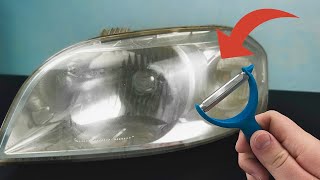 🔥🔥Genius method! Cleans discolored headlights! ONLY in 5 minutes.