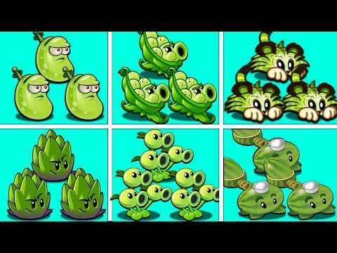 Random 6 Green Plants - Who Will Win? - PvZ 2 Team Plant Vs Team Plant.
