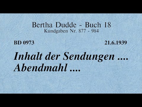 BD 0973 - INHALT DER SENDUNGEN .... ABENDMAHL ....