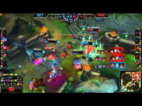 SKT Bang Lucian Pentakill vs FNC CRAZY teamfight + PENTA to win the game - MSI 2015