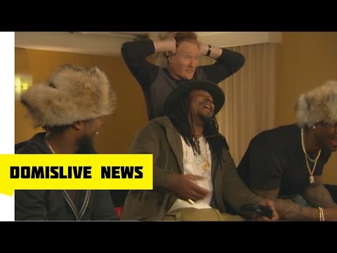 Conan O'Brien Plays "Doom" w/ Von Miller, Marshawn Lynch & Josh Norman Super Bowl 50 Clueless Gamer