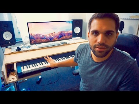 DIY RECORDING STUDIO DESK WITH MOVABLE KEYBOARD COVER
