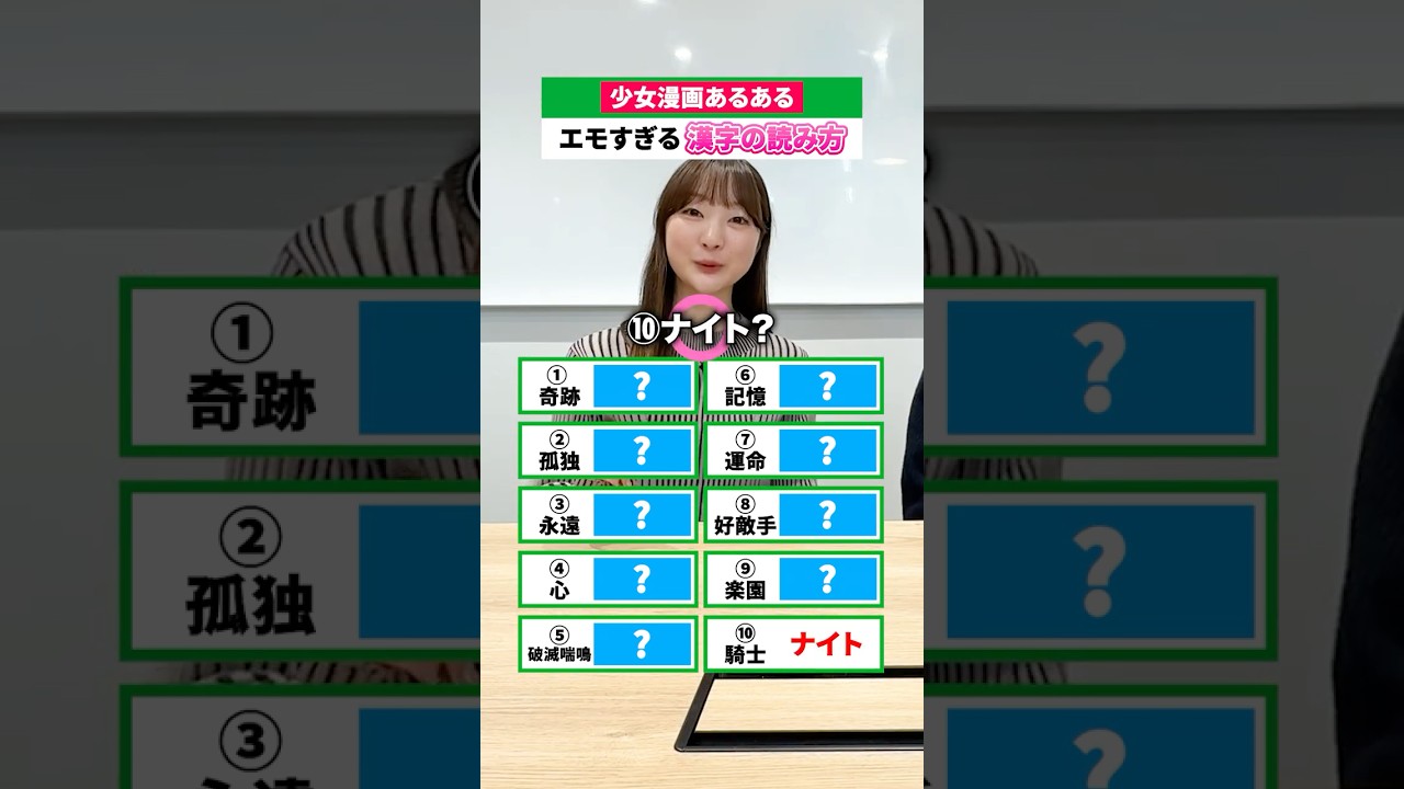 【少女漫画あるある】漢字の読み方がエモすぎる #shprts #少女漫画 #クイズ