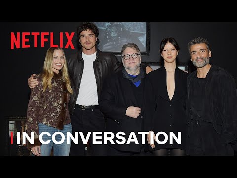 Margot Robbie with Guillermo del Toro, Jacob Elordi and Oscar Isaac on Frankenstein | Netflix