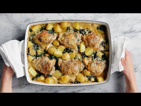 Chicken and Potatoes with Garlic Parmesan Cream Sauce